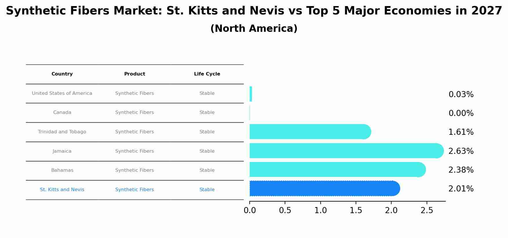 Synthetic Fibers Market: St. Kitts and Nevis vs Top 5 Major Economies in 2027 (North America)